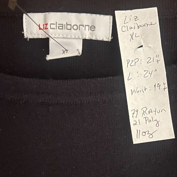 Liz Claiborne SLEEVELESS BLACK TOP SHELL Sz XL Soft Lightweight Stretch - Picture 3 of 7